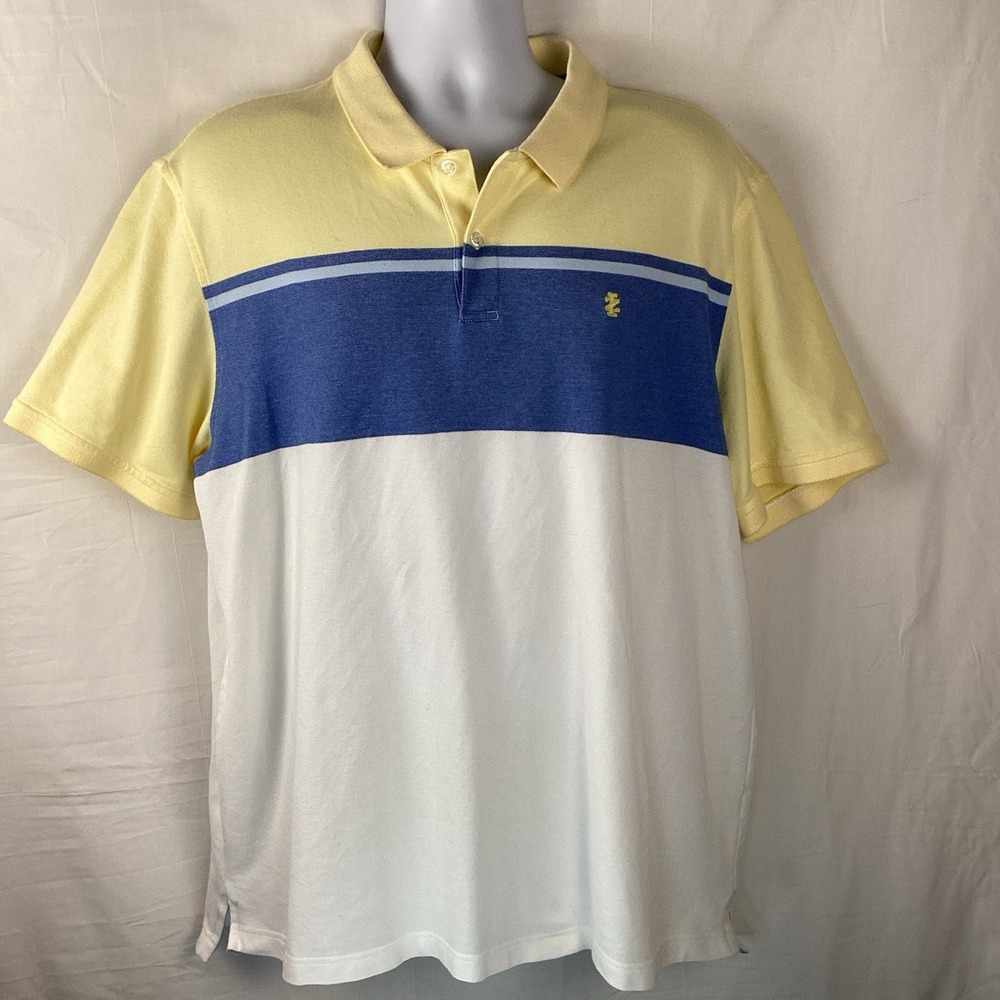 Izod Advantage Performance Natural Stretch 2XL Colorblock Knit Blue Polo Shirt